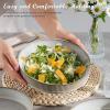 imageEfar Pasta Bowls Set of 4 35oz Large Salad Bowl Plate for Dinner Serving Soup Wide ampamp Shallow Ceramic Stoneware Pasta Plates Microwave ampamp Dishwasher Safe Reactive Glaze Textured Stripes Dusty BlueCreamy Beige