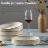 imageEfar Pasta Bowls Set of 4 35oz Large Salad Bowl Plate for Dinner Serving Soup Wide ampamp Shallow Ceramic Stoneware Pasta Plates Microwave ampamp Dishwasher Safe Reactive Glaze Textured Stripes Dusty BlueCreamy Beige