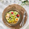 imageEfar Pasta Bowls Set of 4 35oz Large Salad Bowl Plate for Dinner Serving Soup Wide ampamp Shallow Ceramic Stoneware Pasta Plates Microwave ampamp Dishwasher Safe Reactive Glaze Textured Stripes Dusty BlueCaramel Khaki