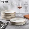 imageEfar Pasta Bowls Set of 4 35oz Large Salad Bowl Plate for Dinner Serving Soup Wide ampamp Shallow Ceramic Stoneware Pasta Plates Microwave ampamp Dishwasher Safe Reactive Glaze Textured Stripes Dusty BlueCreamy Beige