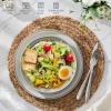 imageEfar Pasta Bowls Set of 4 35oz Large Salad Bowl Plate for Dinner Serving Soup Wide ampamp Shallow Ceramic Stoneware Pasta Plates Microwave ampamp Dishwasher Safe Reactive Glaze Textured Stripes Dusty BlueCreamy Beige