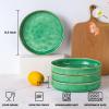 imageEfar Pasta Bowls Set of 4 35oz Large Salad Bowls for Serving Wide and Shallow Ceramic Plates for Kitchen Double Reactive Glaze Microwave and Dishwasher Safe Ocean BlueGreen