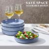 imageEfar Pasta Bowls Set of 4 35oz Large Salad Bowls for Serving Wide and Shallow Ceramic Plates for Kitchen Double Reactive Glaze Microwave and Dishwasher Safe Ocean BlueOcean Blue