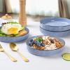 imageEfar Pasta Bowls Set of 4 35oz Large Salad Bowls for Serving Wide and Shallow Ceramic Plates for Kitchen Double Reactive Glaze Microwave and Dishwasher Safe Ocean BlueBlue