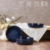 imageEfar Pasta Bowls Set of 4 35oz Large Salad Bowls for Serving Wide and Shallow Ceramic Plates for Kitchen Double Reactive Glaze Microwave and Dishwasher Safe Ocean BlueDeep Sea Blue