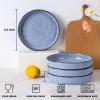 imageEfar Pasta Bowls Set of 4 35oz Large Salad Bowls for Serving Wide and Shallow Ceramic Plates for Kitchen Double Reactive Glaze Microwave and Dishwasher Safe Ocean BlueBlue