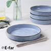 imageEfar Pasta Bowls Set of 4 35oz Large Salad Bowls for Serving Wide and Shallow Ceramic Plates for Kitchen Double Reactive Glaze Microwave and Dishwasher Safe Ocean BlueBlue