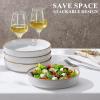 imageEfar Pasta Bowls Set of 4 35oz Large Salad Bowls for Serving Wide and Shallow Ceramic Plates for Kitchen Double Reactive Glaze Microwave and Dishwasher Safe Ocean BlueSeashell White