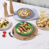 imageEfar Pasta Bowls Set of 4 35oz Large Salad Bowls for Serving Wide and Shallow Ceramic Plates for Kitchen Double Reactive Glaze Microwave and Dishwasher Safe Ocean BlueAssorted Colors