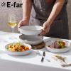 imageEfar Pasta Bowls Set of 4 35oz Large Salad Bowls for Serving Wide and Shallow Ceramic Plates for Kitchen Double Reactive Glaze Microwave and Dishwasher Safe Ocean BlueSeashell White