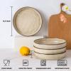imageEfar Pasta Bowls Set of 4 35oz Large Salad Bowls for Serving Wide and Shallow Ceramic Plates for Kitchen Double Reactive Glaze Microwave and Dishwasher Safe Ocean BlueKhaki