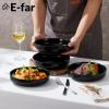 imageEfar Pasta Bowls Set of 4 35oz Large Salad Bowls for Serving Wide and Shallow Ceramic Plates for Kitchen Double Reactive Glaze Microwave and Dishwasher Safe Ocean BlueMatte Black