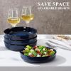 imageEfar Pasta Bowls Set of 4 35oz Large Salad Bowls for Serving Wide and Shallow Ceramic Plates for Kitchen Double Reactive Glaze Microwave and Dishwasher Safe Ocean BlueDeep Sea Blue