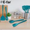 imageEfar Silicone Cooking Utensils Set 24Pcs Heat Resistant Kitchen Utensil with Holder Silicone Kitchen Tools with Spatula Turner Spoon Tongs Whisk NonToxic ampamp Dishwasher Safe KhakiBlue