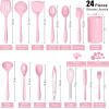 imageEfar Silicone Cooking Utensils Set 24Pcs Heat Resistant Kitchen Utensil with Holder Silicone Kitchen Tools with Spatula Turner Spoon Tongs Whisk NonToxic ampamp Dishwasher Safe KhakiPink