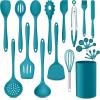 imageEfar Silicone Cooking Utensils Set 24Pcs Heat Resistant Kitchen Utensil with Holder Silicone Kitchen Tools with Spatula Turner Spoon Tongs Whisk NonToxic ampamp Dishwasher Safe KhakiBlue