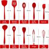 imageEfar Silicone Cooking Utensils Set 24Pcs Heat Resistant Kitchen Utensil with Holder Silicone Kitchen Tools with Spatula Turner Spoon Tongs Whisk NonToxic ampamp Dishwasher Safe KhakiRed