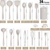 imageEfar Silicone Cooking Utensils Set 24Pcs Heat Resistant Kitchen Utensil with Holder Silicone Kitchen Tools with Spatula Turner Spoon Tongs Whisk NonToxic ampamp Dishwasher Safe KhakiKhaki