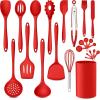imageEfar Silicone Cooking Utensils Set 24Pcs Heat Resistant Kitchen Utensil with Holder Silicone Kitchen Tools with Spatula Turner Spoon Tongs Whisk NonToxic ampamp Dishwasher Safe KhakiRed