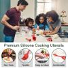 imageEfar Silicone Cooking Utensils Set 25 Piece Kitchen Utensils with Holder Non Toxic Kitchen Tools Spatula Turner Spoon Ladle Heat Resistant ampamp Dishwasher Safe  KhakiRed