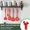 imageEfar Silicone Cooking Utensils Set 25 Piece Kitchen Utensils with Holder Non Toxic Kitchen Tools Spatula Turner Spoon Ladle Heat Resistant ampamp Dishwasher Safe  KhakiRed