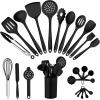 imageEfar Silicone Cooking Utensils Set 25 Piece Kitchen Utensils with Holder Non Toxic Kitchen Tools Spatula Turner Spoon Ladle Heat Resistant ampamp Dishwasher Safe  KhakiBlack