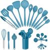 imageEfar Silicone Cooking Utensils Set 25 Piece Kitchen Utensils with Holder Non Toxic Kitchen Tools Spatula Turner Spoon Ladle Heat Resistant ampamp Dishwasher Safe  KhakiBlue
