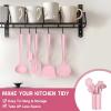 imageEfar Silicone Cooking Utensils Set 25 Piece Kitchen Utensils with Holder Non Toxic Kitchen Tools Spatula Turner Spoon Ladle Heat Resistant ampamp Dishwasher Safe  KhakiPink