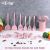 imageEfar Silicone Cooking Utensils Set 25 Piece Kitchen Utensils with Holder Non Toxic Kitchen Tools Spatula Turner Spoon Ladle Heat Resistant ampamp Dishwasher Safe  KhakiPink