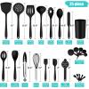 imageEfar Silicone Cooking Utensils Set 25 Piece Kitchen Utensils with Holder Non Toxic Kitchen Tools Spatula Turner Spoon Ladle Heat Resistant ampamp Dishwasher Safe  KhakiBlack