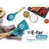 imageEfar Silicone Cooking Utensils Set 446 Heat Resistant 10PCS Kitchen Utensils Set with Wooden Handle for Nonstick Cookware Kitchen Tools Spatula Whisk Tongs Ladle Nontoxic ampamp Healthy WhiteNavy Blue