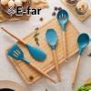 imageEfar Silicone Cooking Utensils Set 446 Heat Resistant 10PCS Kitchen Utensils Set with Wooden Handle for Nonstick Cookware Kitchen Tools Spatula Whisk Tongs Ladle Nontoxic ampamp Healthy WhiteNavy Blue