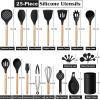 imageEfar Silicone Cooking Utensils Set 446 Heat Resistant 10PCS Kitchen Utensils Set with Wooden Handle for Nonstick Cookware Kitchen Tools Spatula Whisk Tongs Ladle Nontoxic ampamp Healthy WhiteBlack