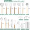 imageEfar Silicone Cooking Utensils Set 446 Heat Resistant 10PCS Kitchen Utensils Set with Wooden Handle for Nonstick Cookware Kitchen Tools Spatula Whisk Tongs Ladle Nontoxic ampamp Healthy WhiteWhite