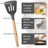 imageEfar Silicone Cooking Utensils Set 446 Heat Resistant 10PCS Kitchen Utensils Set with Wooden Handle for Nonstick Cookware Kitchen Tools Spatula Whisk Tongs Ladle Nontoxic ampamp Healthy WhiteGray