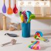 imageEfar Silicone Cooking Utensils Set 446 Heat Resistant 10PCS Kitchen Utensils Set with Wooden Handle for Nonstick Cookware Kitchen Tools Spatula Whisk Tongs Ladle Nontoxic ampamp Healthy WhiteMulticolor