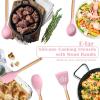 imageEfar Silicone Cooking Utensils Set 446 Heat Resistant 10PCS Kitchen Utensils Set with Wooden Handle for Nonstick Cookware Kitchen Tools Spatula Whisk Tongs Ladle Nontoxic ampamp Healthy WhitePink