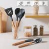 imageEfar Silicone Cooking Utensils Set 446 Heat Resistant 10PCS Kitchen Utensils Set with Wooden Handle for Nonstick Cookware Kitchen Tools Spatula Whisk Tongs Ladle Nontoxic ampamp Healthy WhiteGray