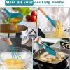imageEfar Silicone Cooking Utensils Set 446 Heat Resistant 10PCS Kitchen Utensils Set with Wooden Handle for Nonstick Cookware Kitchen Tools Spatula Whisk Tongs Ladle Nontoxic ampamp Healthy WhiteNavy Blue