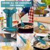 imageEfar Silicone Cooking Utensils Set 446 Heat Resistant 10PCS Kitchen Utensils Set with Wooden Handle for Nonstick Cookware Kitchen Tools Spatula Whisk Tongs Ladle Nontoxic ampamp Healthy WhiteNavy Blue