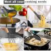 imageEfar Silicone Cooking Utensils Set 446 Heat Resistant 10PCS Kitchen Utensils Set with Wooden Handle for Nonstick Cookware Kitchen Tools Spatula Whisk Tongs Ladle Nontoxic ampamp Healthy WhiteGray
