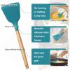 imageEfar Silicone Cooking Utensils Set 446 Heat Resistant 10PCS Kitchen Utensils Set with Wooden Handle for Nonstick Cookware Kitchen Tools Spatula Whisk Tongs Ladle Nontoxic ampamp Healthy WhiteNavy Blue
