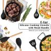 imageEfar Silicone Cooking Utensils Set 446 Heat Resistant 10PCS Kitchen Utensils Set with Wooden Handle for Nonstick Cookware Kitchen Tools Spatula Whisk Tongs Ladle Nontoxic ampamp Healthy WhiteBlack