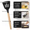 imageEfar Silicone Cooking Utensils Set 446 Heat Resistant 10PCS Kitchen Utensils Set with Wooden Handle for Nonstick Cookware Kitchen Tools Spatula Whisk Tongs Ladle Nontoxic ampamp Healthy WhiteBlack