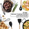 imageEfar Silicone Cooking Utensils Set 446 Heat Resistant 10PCS Kitchen Utensils Set with Wooden Handle for Nonstick Cookware Kitchen Tools Spatula Whisk Tongs Ladle Nontoxic ampamp Healthy WhiteBlack