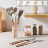 imageEfar Silicone Cooking Utensils Set 446 Heat Resistant 10PCS Kitchen Utensils Set with Wooden Handle for Nonstick Cookware Kitchen Tools Spatula Whisk Tongs Ladle Nontoxic ampamp Healthy WhiteKhaki