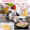 imageEfar Silicone Cooking Utensils Set 446 Heat Resistant 10PCS Kitchen Utensils Set with Wooden Handle for Nonstick Cookware Kitchen Tools Spatula Whisk Tongs Ladle Nontoxic ampamp Healthy WhitePink