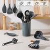 imageEfar Silicone Cooking Utensils Set 446 Heat Resistant 10PCS Kitchen Utensils Set with Wooden Handle for Nonstick Cookware Kitchen Tools Spatula Whisk Tongs Ladle Nontoxic ampamp Healthy WhiteGray