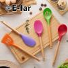 imageEfar Silicone Cooking Utensils Set 446 Heat Resistant 10PCS Kitchen Utensils Set with Wooden Handle for Nonstick Cookware Kitchen Tools Spatula Whisk Tongs Ladle Nontoxic ampamp Healthy WhiteMulticolor