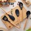imageEfar Silicone Cooking Utensils Set 446 Heat Resistant 10PCS Kitchen Utensils Set with Wooden Handle for Nonstick Cookware Kitchen Tools Spatula Whisk Tongs Ladle Nontoxic ampamp Healthy WhiteBlack